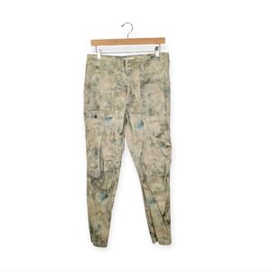 Anthropologie The Wanderer Green Tie Dye Cotton Linen Cargo Pants Size 28